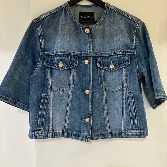 MO&Co. Women's Collarless Denim Jacket - Picture 5 of 7